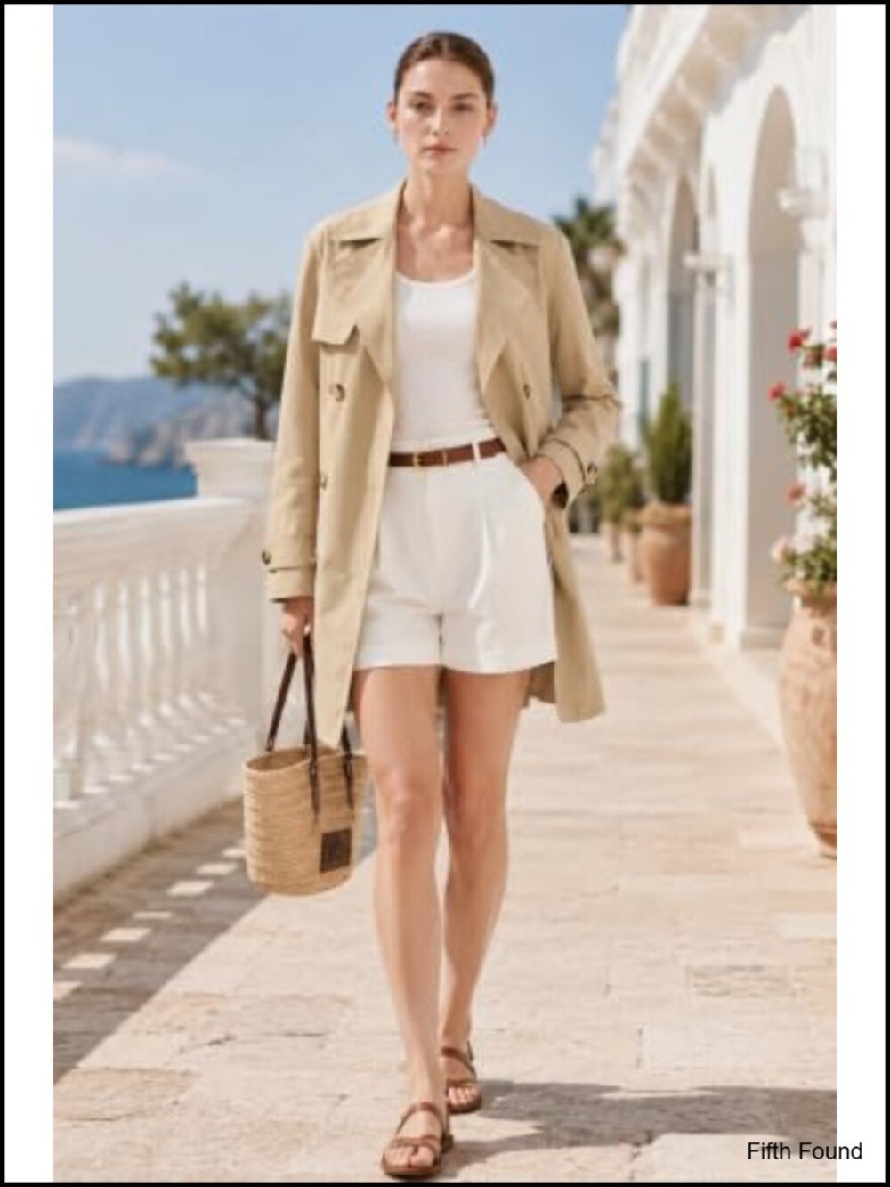 Waterproof Long Trench Coat Double Breasted Belted Lightweight Travel - Picture 2 of 6